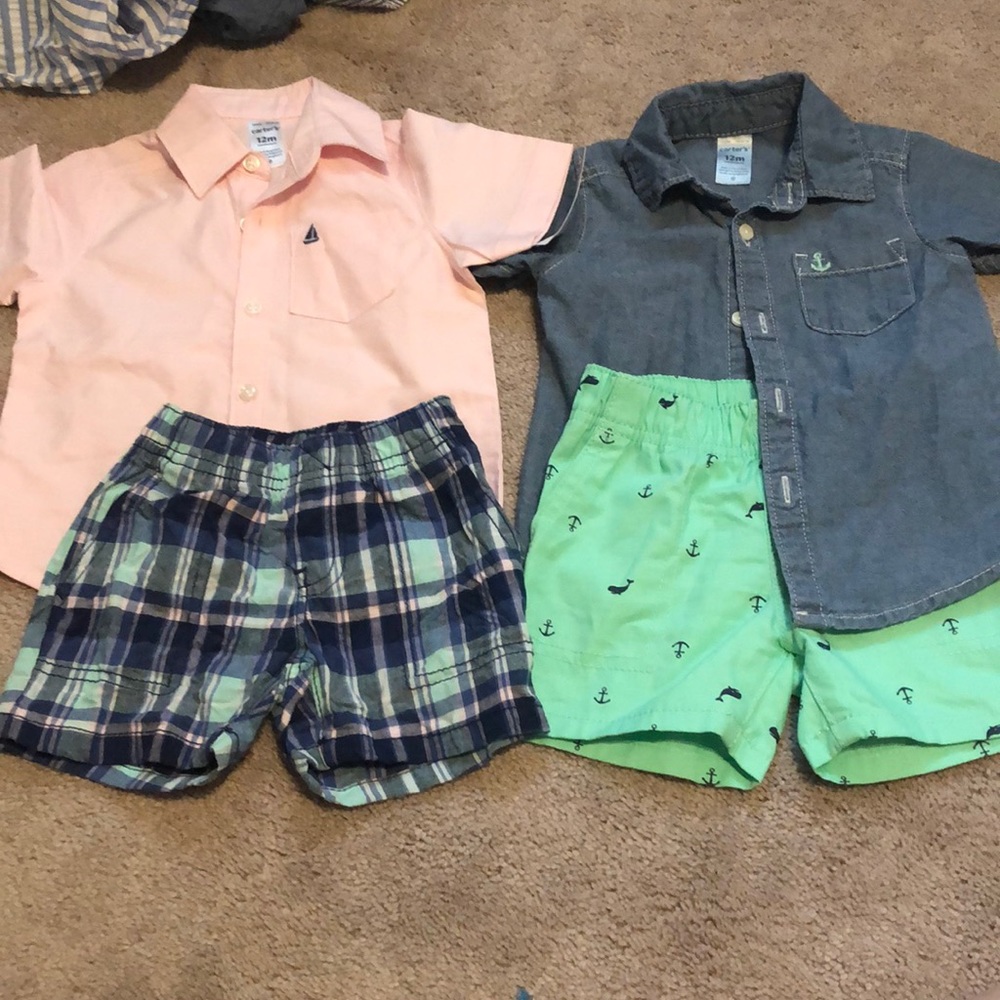 2 carters outfits (shorts and button downs)